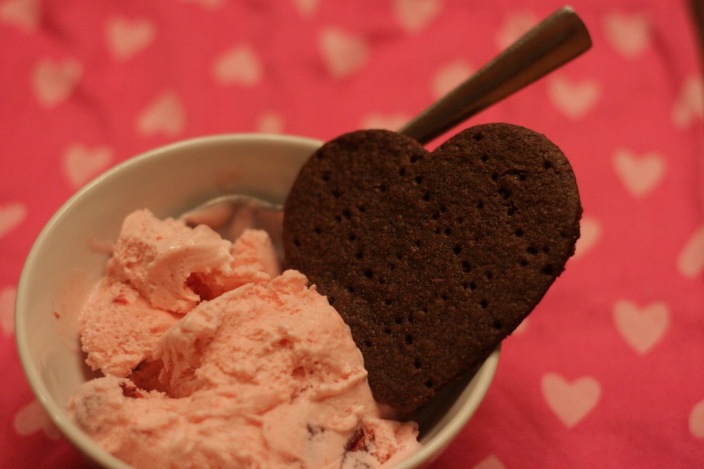 Strawberry Ice Cream and Chocolate Wafer Cookies